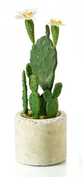 Kunstkaktus mit Blüte 22 cm im Topf