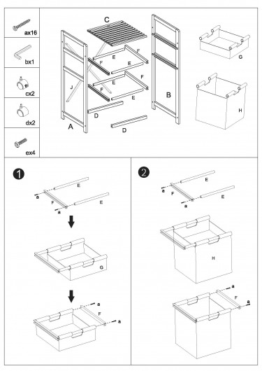 Bambusgestell Wäschesortierer mit 2 Fächer