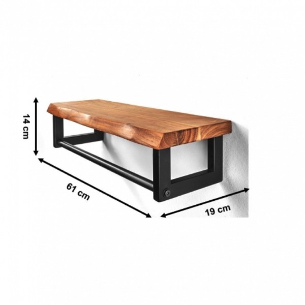 Garderobenregal aus Holz und Metall 61 cm