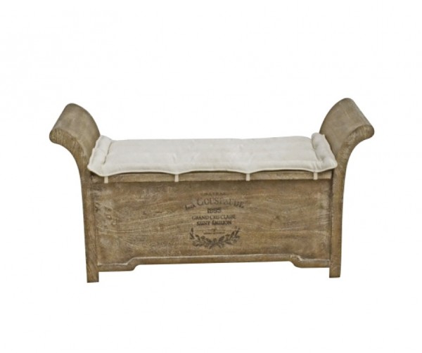 Canvas Sitzbank aus Holz braun mit Kissen 120 cm