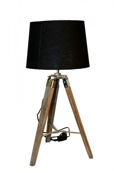 Stativlampe aus Holz mit Schirm
