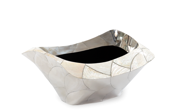 Grapple Kabibe Perlmuttmuschel Dekoschale mit Edelstahlrand