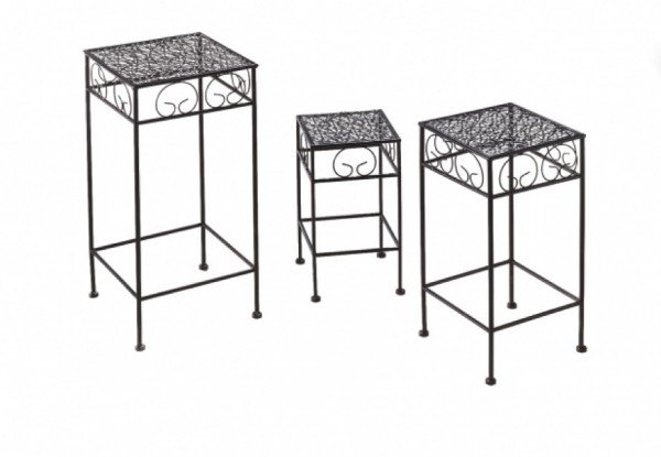 Pflanzenständer Ella aus Metall eckig braun 3er Set