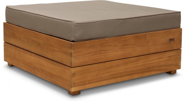 Island Hocker - Flacher Modul Pouf aus massivem Teakholz