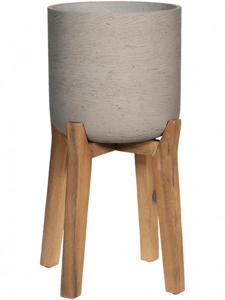 Charlie Rough auf Holzgestell - Eco Ficonstone Pflanztopf