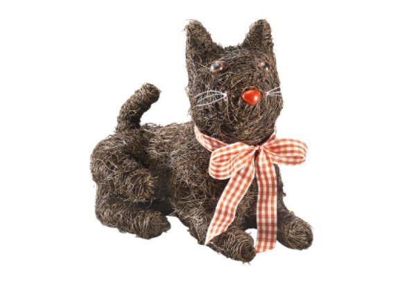 Deko-Katze Kitty aus Rattan