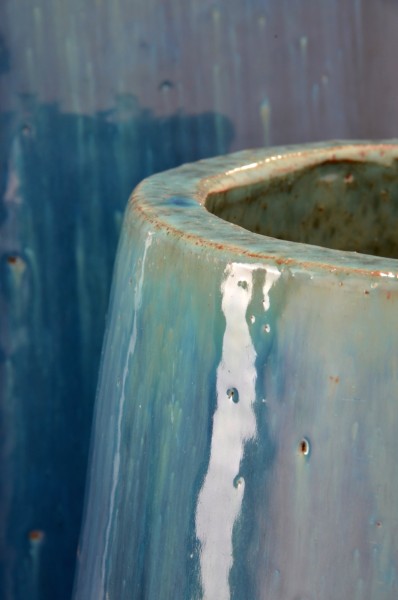 Vase Ozeanblau Keramik 2er Set