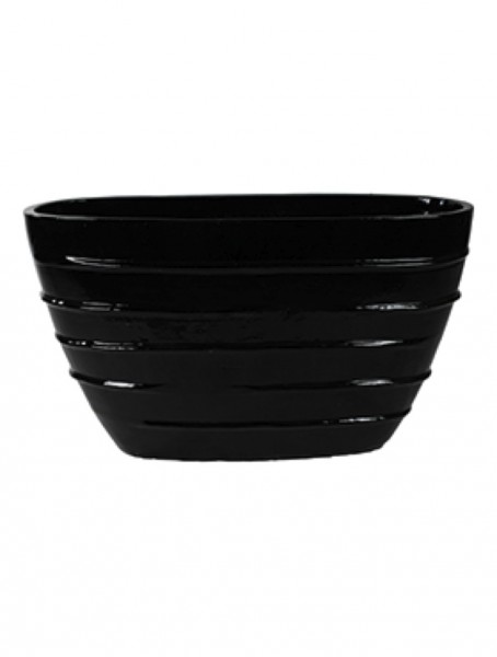 Beauty Oval Pflanzvase - Schwarzglanz Keramik
