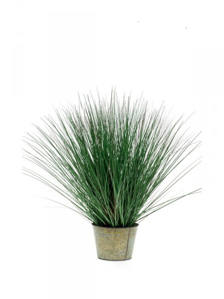 Wild Kunstgras im Zinktopf