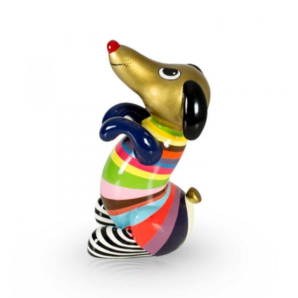 Sitzender Hund aus Fiberglas - Sitting Hot Dog Multi Color Gold