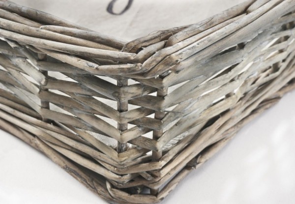 Tablett Home aus Weide mit Holzboden