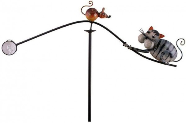 Windspiel Katz und Maus aus Metall - Höhe 146 cm