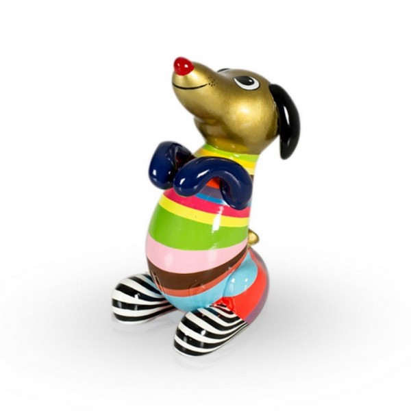 Sitzender Hund aus Fiberglas - Sitting Hot Dog Multi Color Gold
