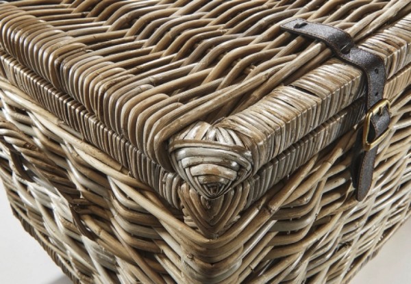 Südsee Sitztruhe Rattan - Kubu grau