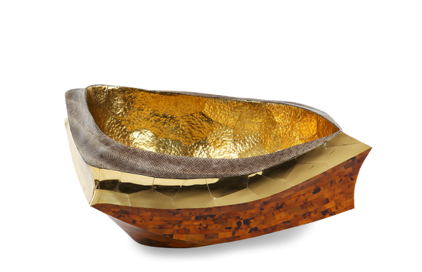 Grab Dekoschale mit gehämmerten Messing