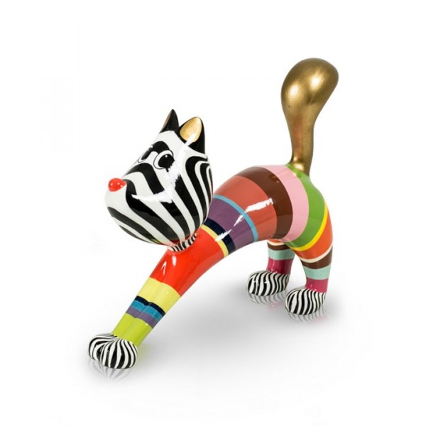 Deko Katze aus Fiberglas - Stretching Cat Hille Multi Color Gold