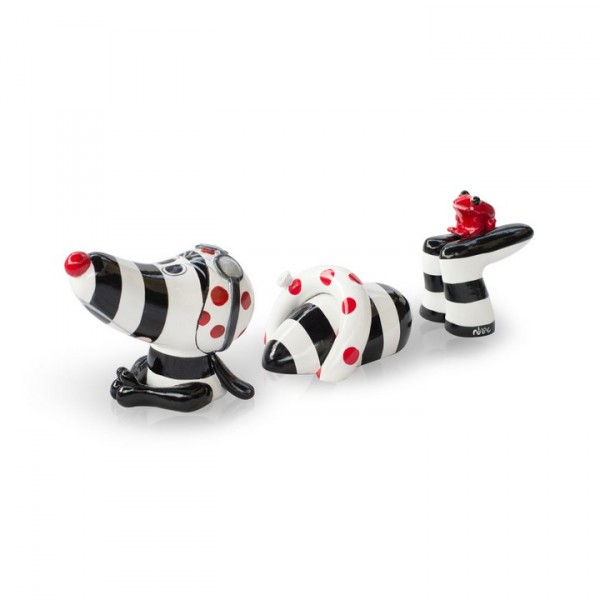 Schwimmender Hund aus Fiberglas - Swimming Hotdog Black & White