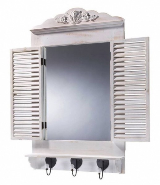 White vintage Dekofenster mit Spiegel 95 cm