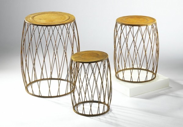 Rosc Pflanzenständer rund aus Naturrost Metall - 3er Set