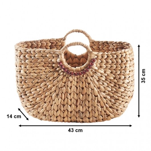Korbtasche mit rundem Griff aus Wasserhyazinthe 43 cm