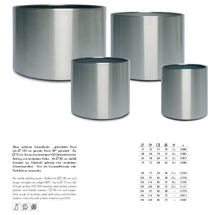 pflanzkubel edelstahl, sterling edelstahl pflanzkübel | rund | terrapalme heim- und gartenshop, Design ideen